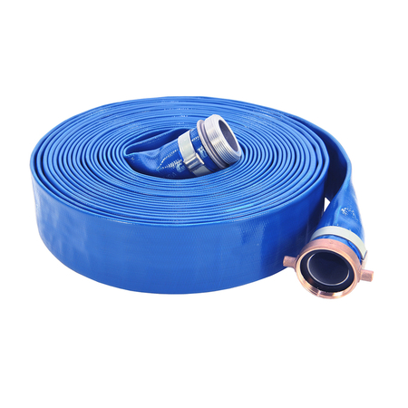 SAMAR 1300-112-50 Discharge Hose, 1-1/2 in ID, 50 ft L, PVC, Blue HA3853002